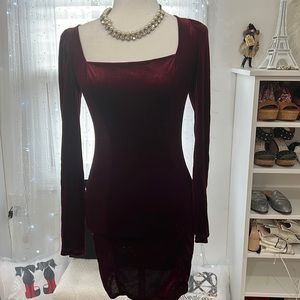 Burgundy short suede dress size M NWT